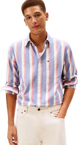 Tommy Hilfiger Long Sleeve Oxford Fit العادي ، زر الرجال أسفل القمصان ، المتوفرة أيضًا بشكل كبير وطويل القامة in Saudi Arabia