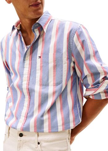 Tommy Hilfiger Long Sleeve Oxford Fit العادي ، زر الرجال أسفل القمصان ، المتوفرة أيضًا بشكل كبير وطويل القامة in Saudi Arabia
