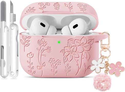 لحالة AirPods Pro 2 ، تغطية Airpod Pro الناعمة من السيليكون Pro مع مجموعة مفاتيح وتنظيف مجموعة متوافقة مع AirPods Pro 2nd/1st للنساء Girly ، مضاد للقرص in Kuwait