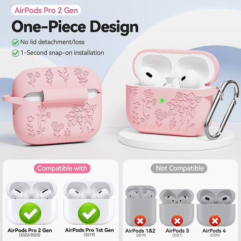 لحالة AirPods Pro 2 ، تغطية Airpod Pro الناعمة من السيليكون Pro مع مجموعة مفاتيح وتنظيف مجموعة متوافقة مع AirPods Pro 2nd/1st للنساء Girly ، مضاد للقرص in Kuwait