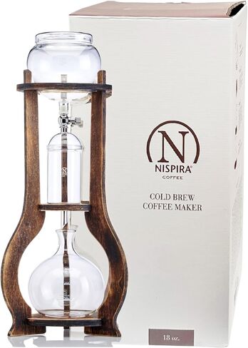 Nispira Iced Coffee Cold Brew Drip Tower Coffee Maker Wooden, 6-8 cup in Saudi Arabia