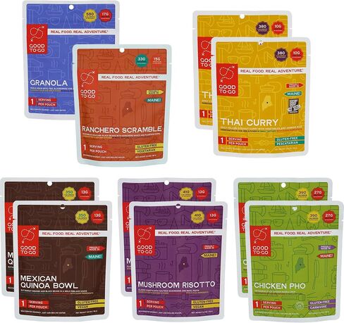 GOOD TO-GO Food Kit Assortments | Camping Food, Backpacking Food | Just Add Water Meals, Backpacking Meals | Dehydrated Meals Taste Better Than Freeze Dried Meals in Kuwait