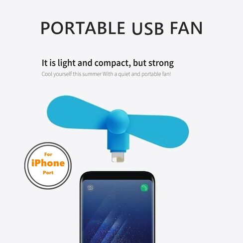 Cell Phone Fan for iPhone, Compatible for iPhone 4/5/6/6S/7/8 Plus, X, XS Max, XR, 11/12/13/14 Mini Plus Pro Max SE 2/3, Not Compatible for iPhone 15/16 and Latest Series in Kuwait