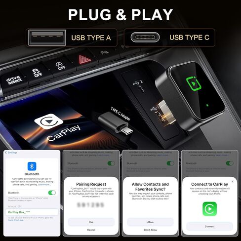 Wireless CarPlay Adapter for iPhone, 2025 Upgraded Converts Wired to Wireless Car Play Dongle, Plug & Play, Auto Connect, Mini Size, Zero Latency, Compatible with Vehicles 2016+& iPhone iOS 10+(Grey) in Saudi Arabia