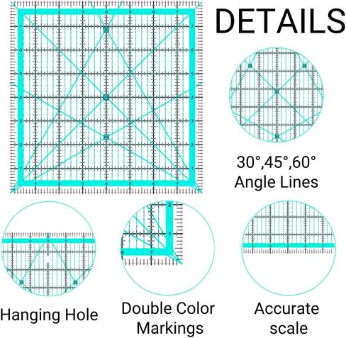 حكام خياطة اللحف ، 3pcs الحكام مربع خياطة اللحف (2.5 "، 3.5" ، 5 ") ، مربعات اللحف ، حكام مربعة للخياطة in Kuwait