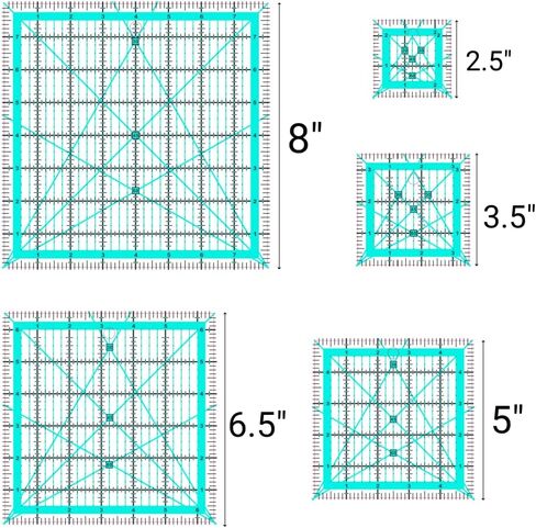 حكام خياطة اللحف ، 3pcs الحكام مربع خياطة اللحف (2.5 "، 3.5" ، 5 ") ، مربعات اللحف ، حكام مربعة للخياطة in Kuwait