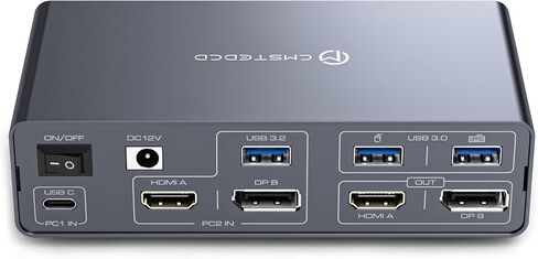 HDMI KVM Switch 2 Monitors 2 Computers 4K@30Hz USB2.0 KVM Switch Dual Monitor Share Dual Display and Keyboard Mouse Printer U Disk Support Extended/Copy Mode Witch Wired Controller&2 USB Cables in Kuwait