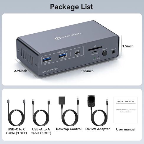 HDMI KVM Switch 2 Monitors 2 Computers 4K@30Hz USB2.0 KVM Switch Dual Monitor Share Dual Display and Keyboard Mouse Printer U Disk Support Extended/Copy Mode Witch Wired Controller&2 USB Cables in Kuwait