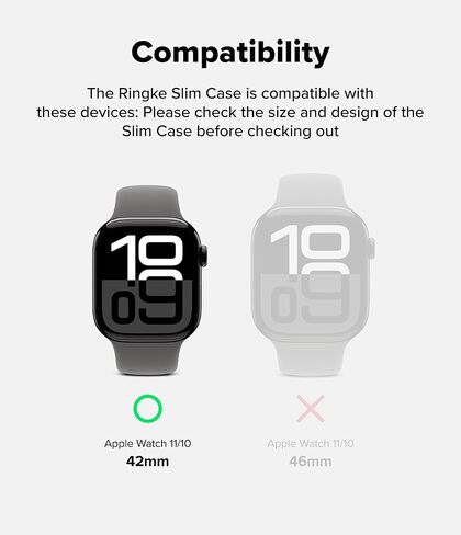 Ringke Slim [Anti-Yellowing Material / 2 Pack] Compatible with Apple Watch Series 10 Case (46mm) Sturdy Solid Transparent Cover + Extra Color for Women, Men - Clear + Matte Black in Saudi Arabia
