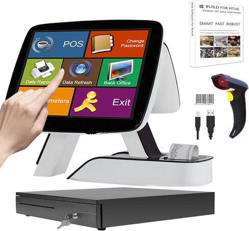 (Ship from USA) Cash Register with Built-in Thermal Printer Point of Sale System Touch Screen Retailer POS Software SET04 in Saudi Arabia