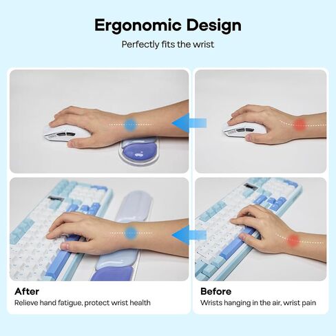 EPOMAKER CloudGel Wrist Rest for Keyboard and Mouse, 2 Pieces Gel Wrist Support, Anti-Slip Rubber Bottom, Ergonomic Design, Suitable for Office/Computer/Laptop/Gaming (Pink) in Saudi Arabia