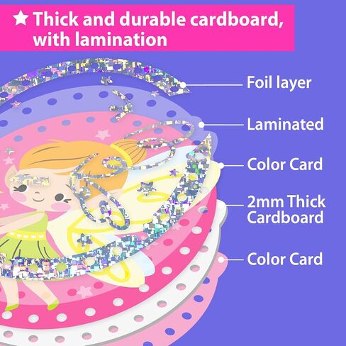 Ezcra Premium Foil Edge Lacing Cards للأطفال الذين تتراوح أعمارهم بين 3-6 | 5 بطاقات الأميرة وحيدة الخياطة يونيكورن مع التعلم متعدد اللغات | طقم نشاط مهارات المحرك الدقيقة من الورق المقوى in Saudi Arabia