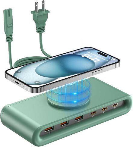 135W USB C Charging Station, 7-in-1 Magnetic Wireless USB Charger Station with PD 45 Fast Charging & 10W Wireless Charger for Phone 13 12 iPad Samsung Laptop and More in Saudi Arabia