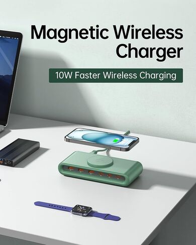 135W USB C Charging Station, 7-in-1 Magnetic Wireless USB Charger Station with PD 45 Fast Charging & 10W Wireless Charger for Phone 13 12 iPad Samsung Laptop and More in Saudi Arabia
