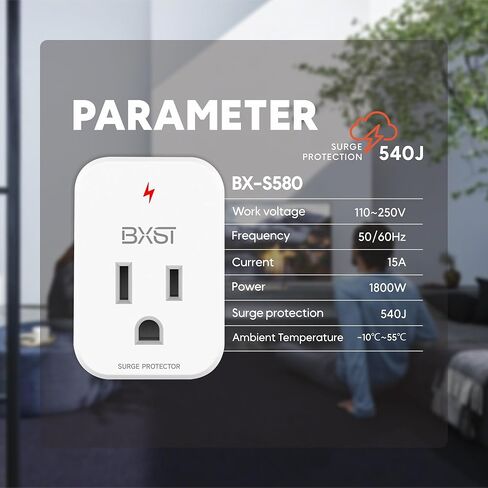 BXST Single Outlet Surge Protector for Refrigerator Small Wall Tap Surge Protector Single Plug 120V Mini Socket Lightning Protection for PC, TV, Phone, PS5 and Home Appliances, 15A, 1800W in Kuwait