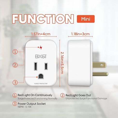 BXST Single Outlet Surge Protector for Refrigerator Small Wall Tap Surge Protector Single Plug 120V Mini Socket Lightning Protection for PC, TV, Phone, PS5 and Home Appliances, 15A, 1800W in Kuwait