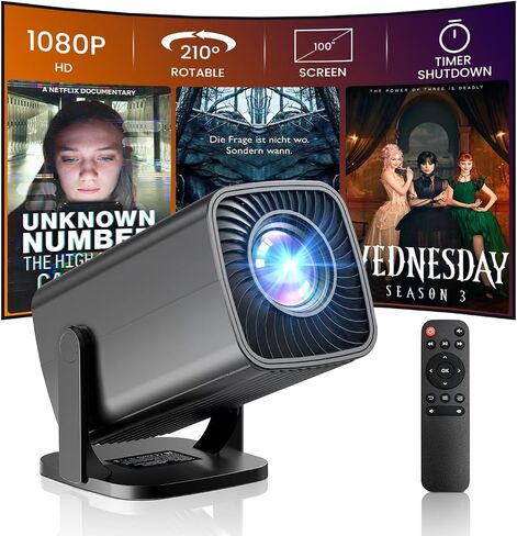 Mini Projector, Full HD 1080P Support Portable Outdoor Movie Projector, Smart Projector Compatible with Smartphone/TV Stick/Laptop/USB/HDMI, Indoor & Outdoor Use in Saudi Arabia