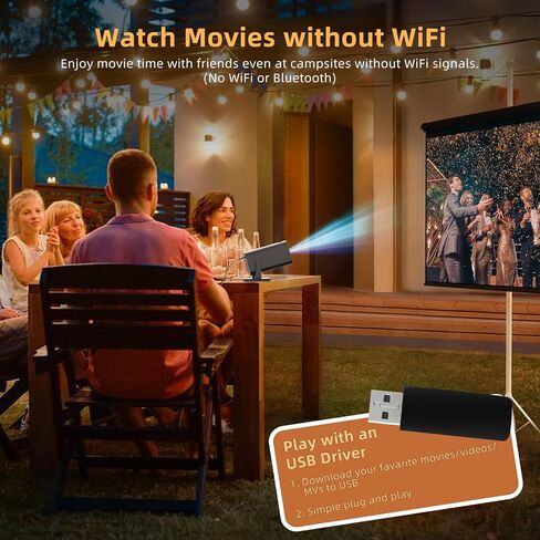 Mini Projector, Full HD 1080P Support Portable Outdoor Movie Projector, Smart Projector Compatible with Smartphone/TV Stick/Laptop/USB/HDMI, Indoor & Outdoor Use in Saudi Arabia