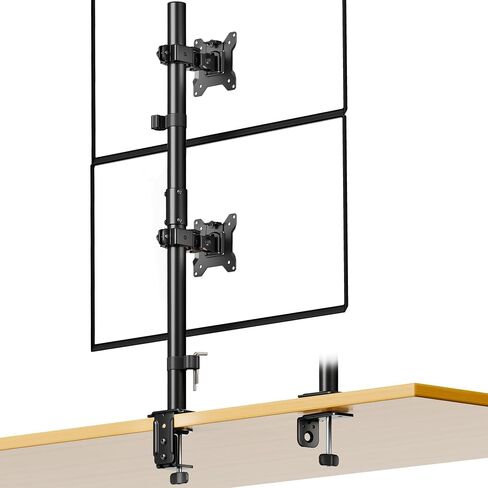 monTEK Stable Dual Monitor Stand for 17"–32" Computer Screens, Heavy-Duty Desk Mount with 22 lbs per Arm, Fully Adjustable Brackets and Arms, Clamp/Grommet Base, VESA 100×100mm Max in Kuwait