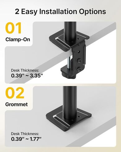 monTEK Stable Dual Monitor Stand for 17"–32" Computer Screens, Heavy-Duty Desk Mount with 22 lbs per Arm, Fully Adjustable Brackets and Arms, Clamp/Grommet Base, VESA 100×100mm Max in Kuwait