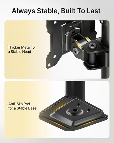 monTEK Stable Dual Monitor Stand for 17"–32" Computer Screens, Heavy-Duty Desk Mount with 22 lbs per Arm, Fully Adjustable Brackets and Arms, Clamp/Grommet Base, VESA 100×100mm Max in Kuwait
