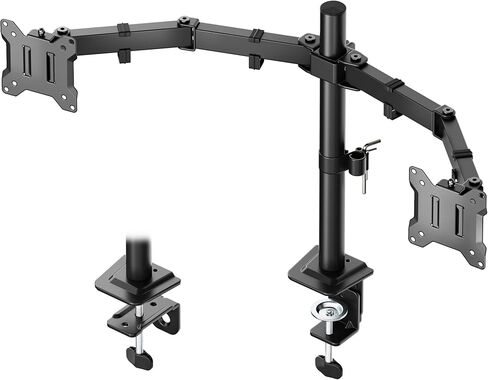 Montek مستقر Dual Monitor Stand for 17 "–32" شاشات الكمبيوتر ، وتركيب مكتب شاق مع 22 رطلا لكل ذراع ، والأسلحة القابلة للتعديل بالكامل ، وقاعدة المشبك/grommet ، Vesa 100 × 100 مم كحد أقصى in Saudi Arabia