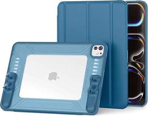 Case for iPad Pro 11 بوصة 2024 GEN 5th ، علبة قرص متعددة الزاوية ، مقبض سريع للانفصال ، حامل قلم رصاص ، دعم نوم/Wake ، 35 درجة/75 درجة قابلة للطي ، تصميم مجوف (أزرق) in Kuwait