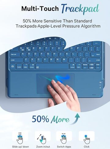 CHESONA Ultra Light iPad Air 13 inch Case Keyboard(M3 2025 / M2 2024)- Magnetic Detachable 7 Colors Backlit Multi-Touch Trackpad Keyboard for iPad Pro 12.9, Smart Sleep/Wake Stain Proof Cover- Black in Kuwait
