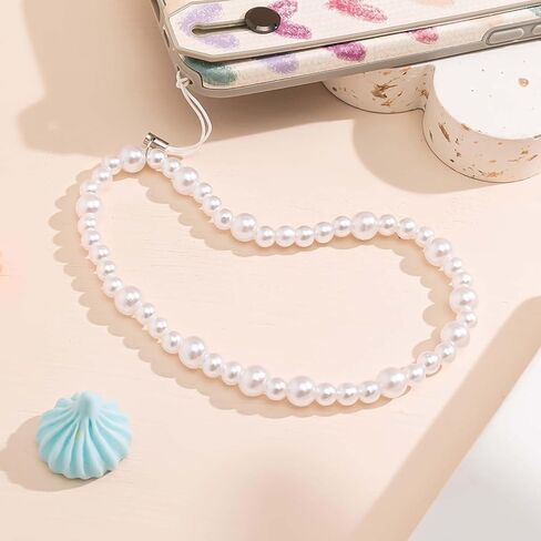 Yohokgo Elegant Elegant Phone Charm Lanyard for Women - Beige و Gold Beads ذات لهجات Star & Heart - حزام معصم الهاتف الخلوي المضاد للهاتف الخلوي ، سحر الكاميرا ، سلسلة المفاتيح والملحق in Kuwait