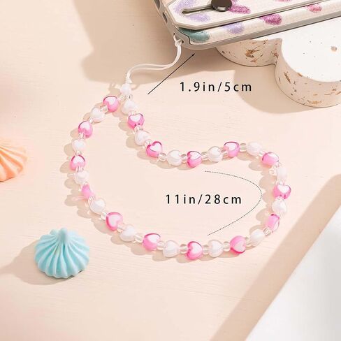 Yohokgo Elegant Elegant Phone Charm Lanyard for Women - Beige و Gold Beads ذات لهجات Star & Heart - حزام معصم الهاتف الخلوي المضاد للهاتف الخلوي ، سحر الكاميرا ، سلسلة المفاتيح والملحق in Kuwait