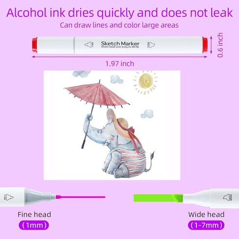 80 ألوان علامات الكحول لكتب التلوين للبالغين ، علامات فنية ثنائية الطرف مع نصيحة الفرشاة ونصائح إزميل للتلوين ، الرسوم التوضيحية ، الرسم ، رسم مع حالة حمل in Kuwait