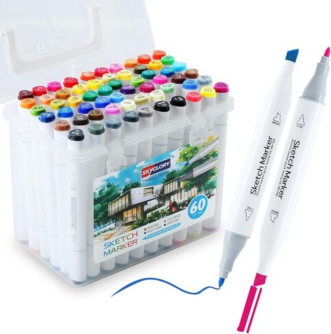 80 Colors Alcohol Markers for Adult Coloring Books, Dual Tip Art Markers with Brush Tip & Chisel Tips for Coloring, Illustrations, Drawing, Sketching with Carrying Case in Saudi Arabia