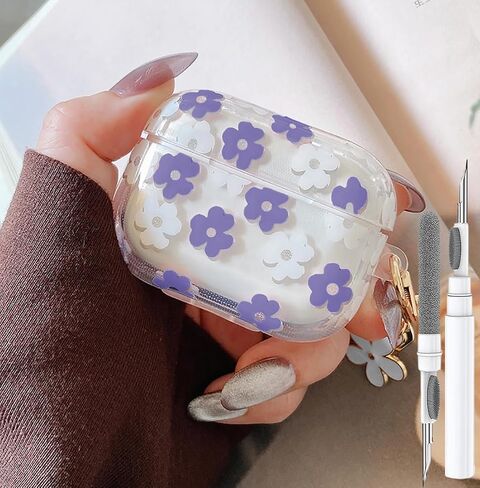 بالنسبة إلى AirPods لطيف 4 CASE واضحة ، ناعمة TPU هواء هواء ، والجيل الرابع من الجيل الرابع غلاف الواقي للبشرة البشرة فتاة مع سلسلة مفاتيح الأزهار ل Apple iPod 4th Gen Case - Pink in Saudi Arabia