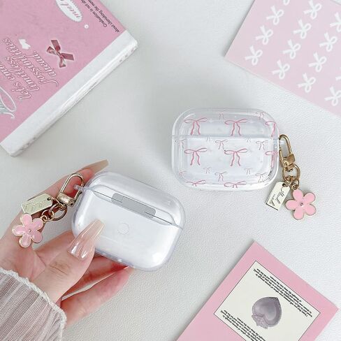 بالنسبة إلى AirPods لطيف 4 CASE واضحة ، ناعمة TPU هواء هواء ، والجيل الرابع من الجيل الرابع غلاف الواقي للبشرة البشرة فتاة مع سلسلة مفاتيح الأزهار ل Apple iPod 4th Gen Case - Pink in Kuwait