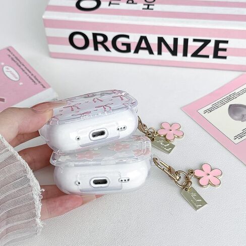 بالنسبة إلى AirPods لطيف 4 CASE واضحة ، ناعمة TPU هواء هواء ، والجيل الرابع من الجيل الرابع غلاف الواقي للبشرة البشرة فتاة مع سلسلة مفاتيح الأزهار ل Apple iPod 4th Gen Case - Pink in Kuwait