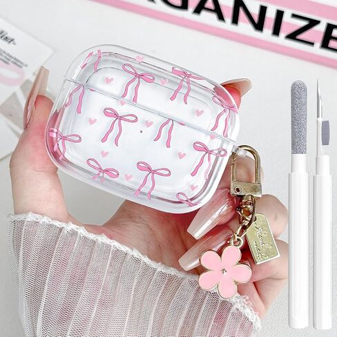 بالنسبة إلى AirPods لطيف 4 CASE واضحة ، ناعمة TPU هواء هواء ، والجيل الرابع من الجيل الرابع غلاف الواقي للبشرة البشرة فتاة مع سلسلة مفاتيح الأزهار ل Apple iPod 4th Gen Case - Pink in Kuwait