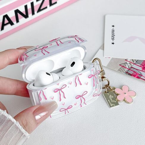 بالنسبة إلى AirPods لطيف 4 CASE واضحة ، ناعمة TPU هواء هواء ، والجيل الرابع من الجيل الرابع غلاف الواقي للبشرة البشرة فتاة مع سلسلة مفاتيح الأزهار ل Apple iPod 4th Gen Case - Pink in Kuwait