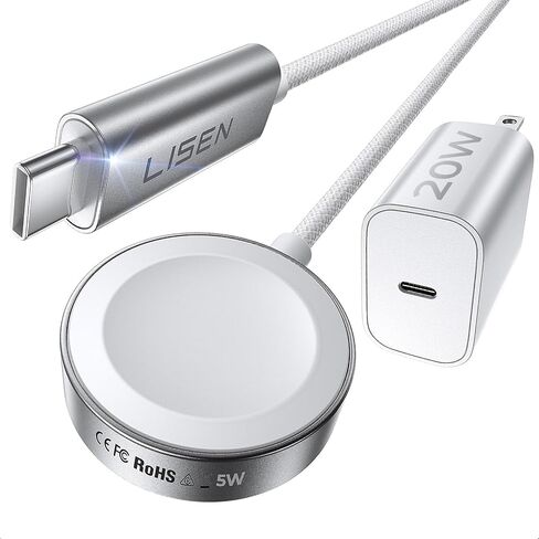 LISEN 2025 تم ترقيته 5W لشاحن Apple Watch Fast Charging USB C لـ Apple Watch Ultra 3 Series 11 Cable Charger Magnetic Cable لـ IWatch Series Ultra 3/2/1 Series 11 10 9 8 7 SE3 [3.3ft] in Kuwait