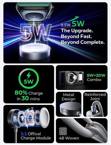 LISEN 2025 تم ترقيته 5W لشاحن Apple Watch Fast Charging USB C لـ Apple Watch Ultra 3 Series 11 Cable Charger Magnetic Cable لـ IWatch Series Ultra 3/2/1 Series 11 10 9 8 7 SE3 [3.3ft] in Kuwait