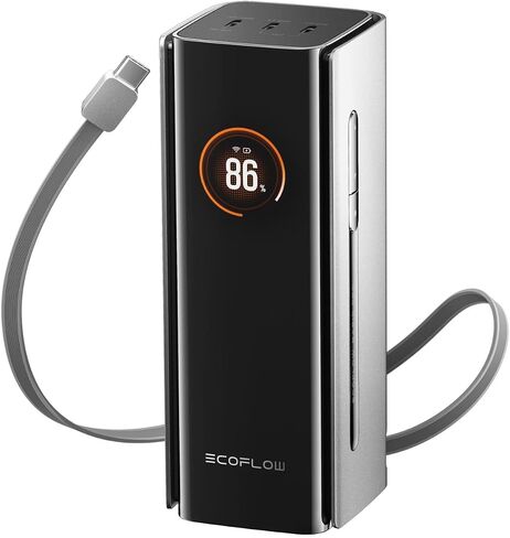 EF ECOFLOW Rapid Pro Power Bank (27650mAh, 300W, 140W Built-in Cable), 4-Port Portable Charger w/ 140W Output, Up to 320W Recharge, Compatible with iPhone Series, Samsung, Laptop and More in Kuwait