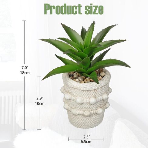 Hollyone 2 Pack Small Artificial Succulents Plants Potted Fake Spiked Succulent Plant in Rustic Pot Mini Faux Plant Agave Aloe Plant Indoor for Office Desk Farmhouse Home Table Shelf Boho Decor in Saudi Arabia