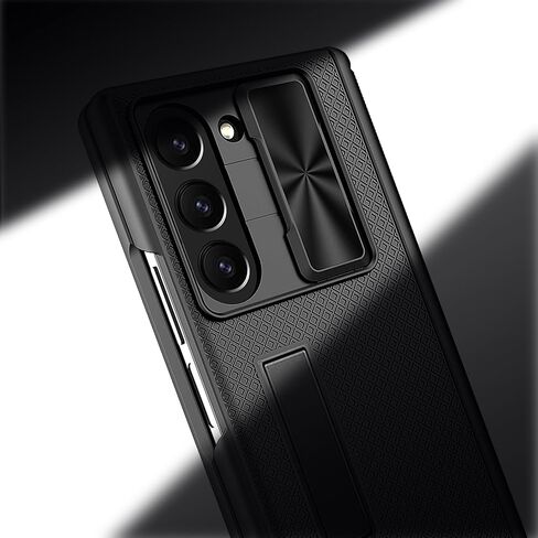 Miimall for Samsung Galaxy Z Fold 7 Case with Slide Camera Cover & Hinge Protection, Adjustable Kickstand & Built-in Screen Protector, Slim Full Body Cover for Galaxy Z Fold7 Phone Case 2025, Black in Saudi Arabia