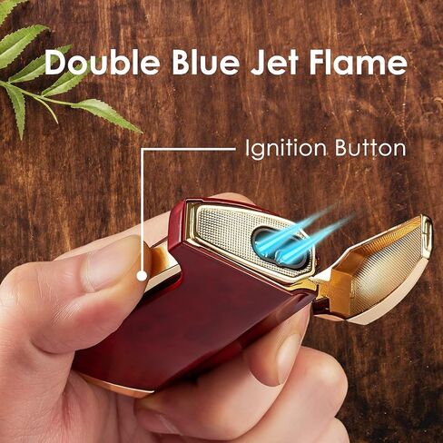 Torch Lighter 2 Pack Double Jet Flame Torch Lighters Butane Gas Refillable Windproof Adjustable Pocket Lighter for Grill Kitchen Fireplace Camping(Without Fuel) in Kuwait