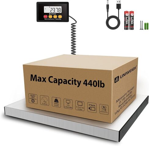 440lb Postal Scale,10g Accuracy Digital Shipping Scale for Packages with Backlit LCD,Alloy Steel Platform,USB-A/Battery Power,Tare/Hold/Auto-Off,Mail Scale for Small Business Postage Weighing in Saudi Arabia