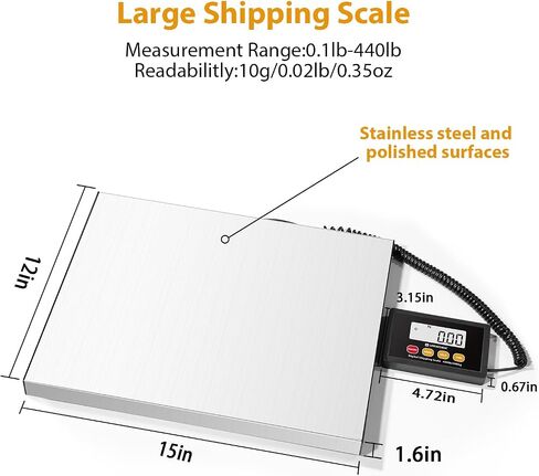 440lb Postal Scale,10g Accuracy Digital Shipping Scale for Packages with Backlit LCD,Alloy Steel Platform,USB-A/Battery Power,Tare/Hold/Auto-Off,Mail Scale for Small Business Postage Weighing in Saudi Arabia