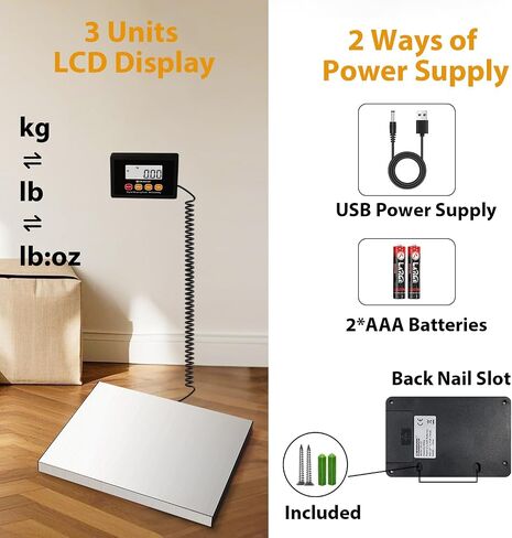440lb Postal Scale,10g Accuracy Digital Shipping Scale for Packages with Backlit LCD,Alloy Steel Platform,USB-A/Battery Power,Tare/Hold/Auto-Off,Mail Scale for Small Business Postage Weighing in Saudi Arabia