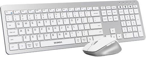 seenda Bluetooth Keyboard and Mouse, Wireless Keyboard Mouse Combo 2.4G+Dual Bluetooth Multi-Device Connection Full Size Ultra-Slim Keyboard with Number Pad for Windows/Mac, Black in Saudi Arabia