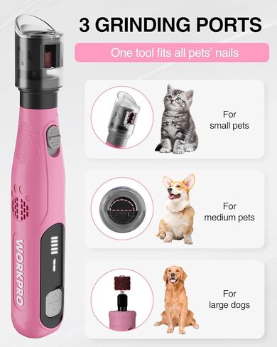 WORKPRO 6-Speed Dog Nail Grinder, Pet Nail Grinder for Small, Medium, and Large Dogs and Cats, 70 Accessories Rotary Tool with Type-C Charging Cable and Storage Bag for Sanding, Carving, and Polishing in Saudi Arabia