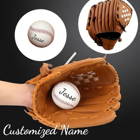 Personalized Baseball Glove and Ball Set – Custom Name Leather Baseball Mitt – Softball & Baseball Training Glove – Unique Sports Gift for Players, Teams, Coaches in Saudi Arabia