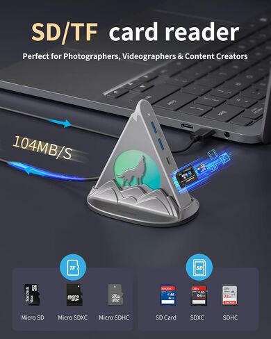 Pink USB C Hub, 8-in-1 Type C Hub with 4K HDMI, 100W Power Delivery, 5Gbps USB-C, 3xUSB-A 3.0, SD/TF Card Reader, RGB Lighting, Pink Dock for MacBook Air/Pro, iPad, iPhone16, Surface, XPS, etc. in Kuwait
